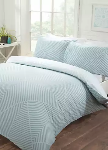 Sleepdown Striped Geometric Duvet Cover Set - Duck Egg | Kaleidoscope