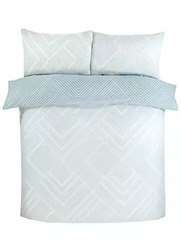 Sleepdown Striped Geometric Duvet Cover Set - Duck Egg | Kaleidoscope