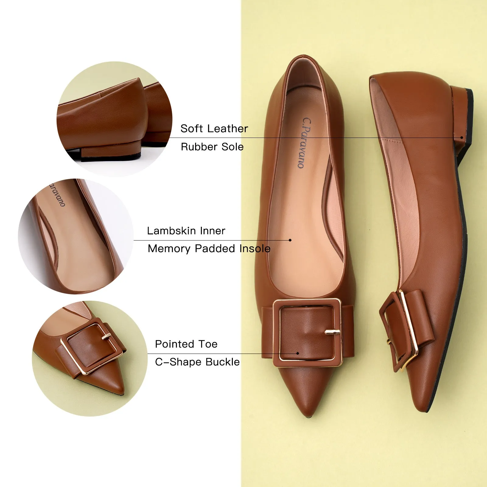 Square Buckle Flats (Aida)