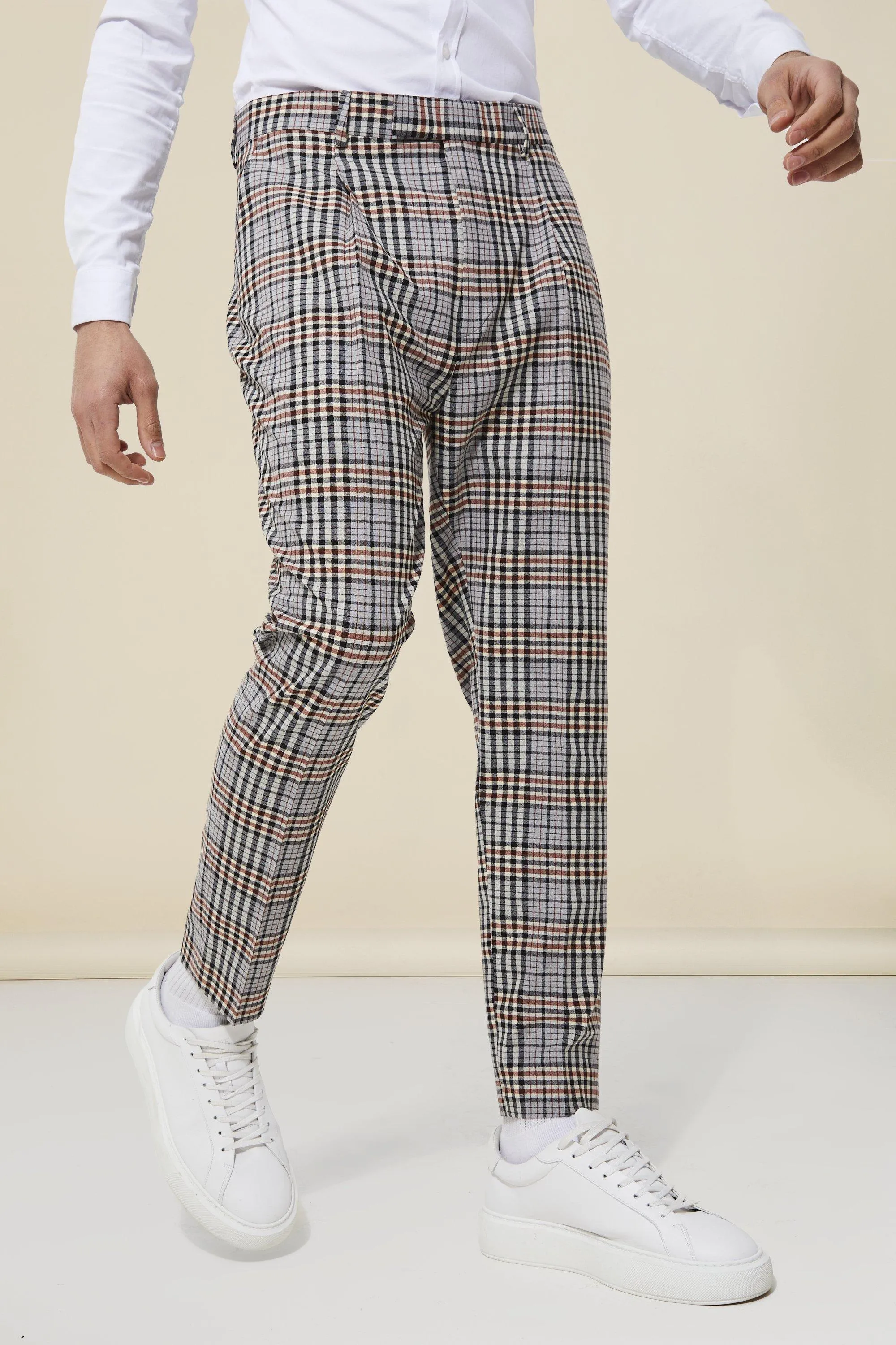 Tapered Check Smart Trousers