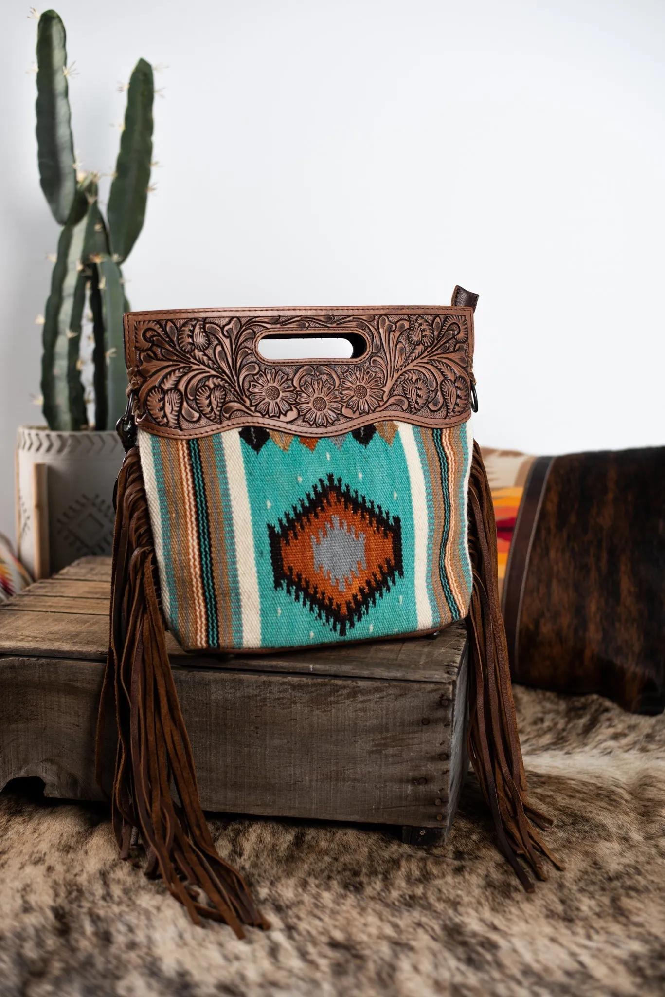 The Saloon Saddle Blanket Purse with Fringe