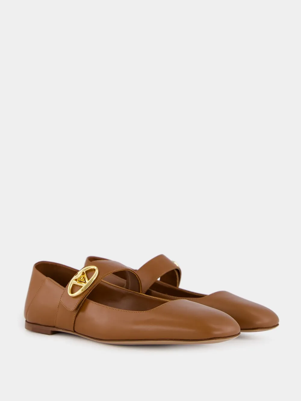 Tobacco VLogo Locker Mary Jane Ballerina Flats