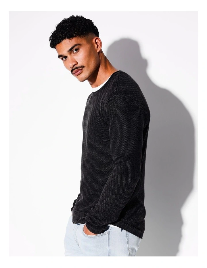 Tomas Textured Knit Pullover in Charcoal