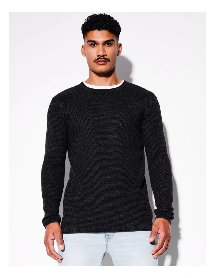 Tomas Textured Knit Pullover in Charcoal