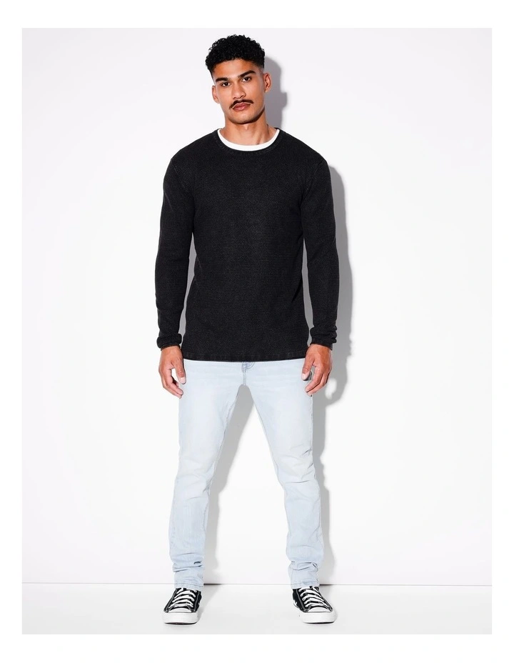 Tomas Textured Knit Pullover in Charcoal