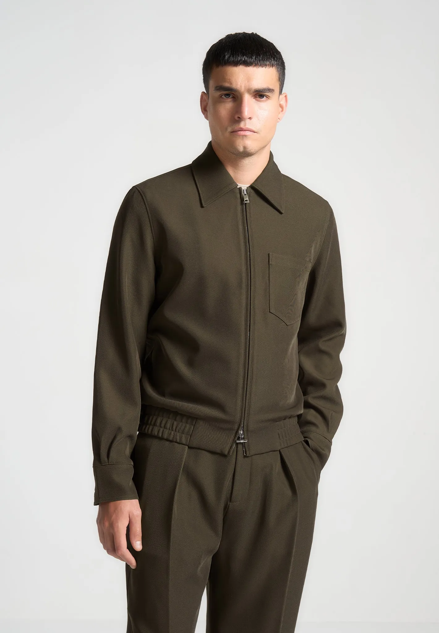 Twill Tailored Jacket - Khaki