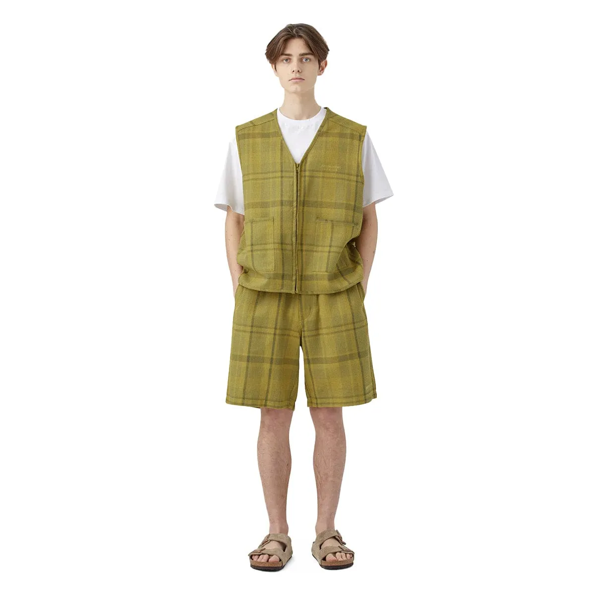 WAFFLE CHECK VEST MUSTARD | Bodega