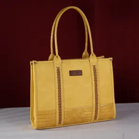 WG102G-8119  Wrangler Croc Print Concealed Carry Wide Tote - Mustard