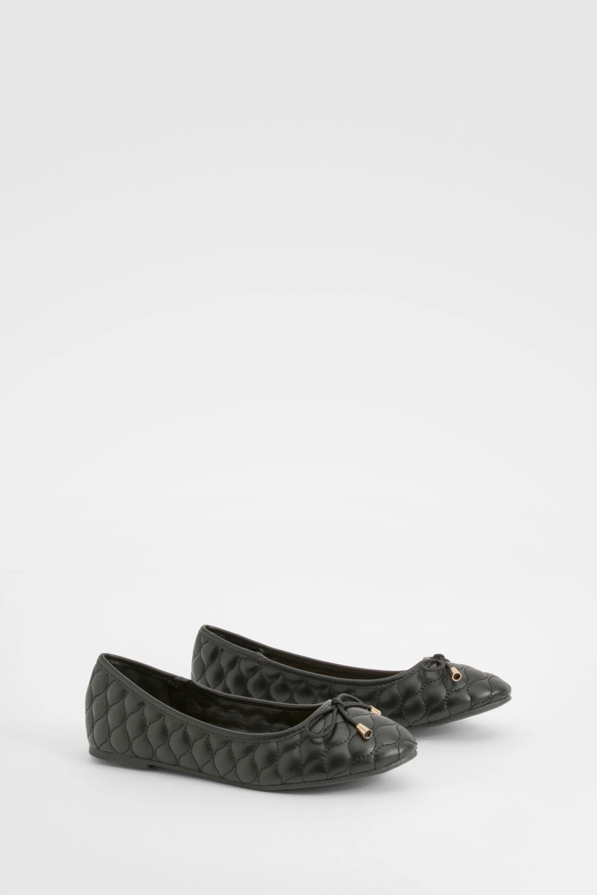 Wide Width Quilted Bow Detail Ballet Flats