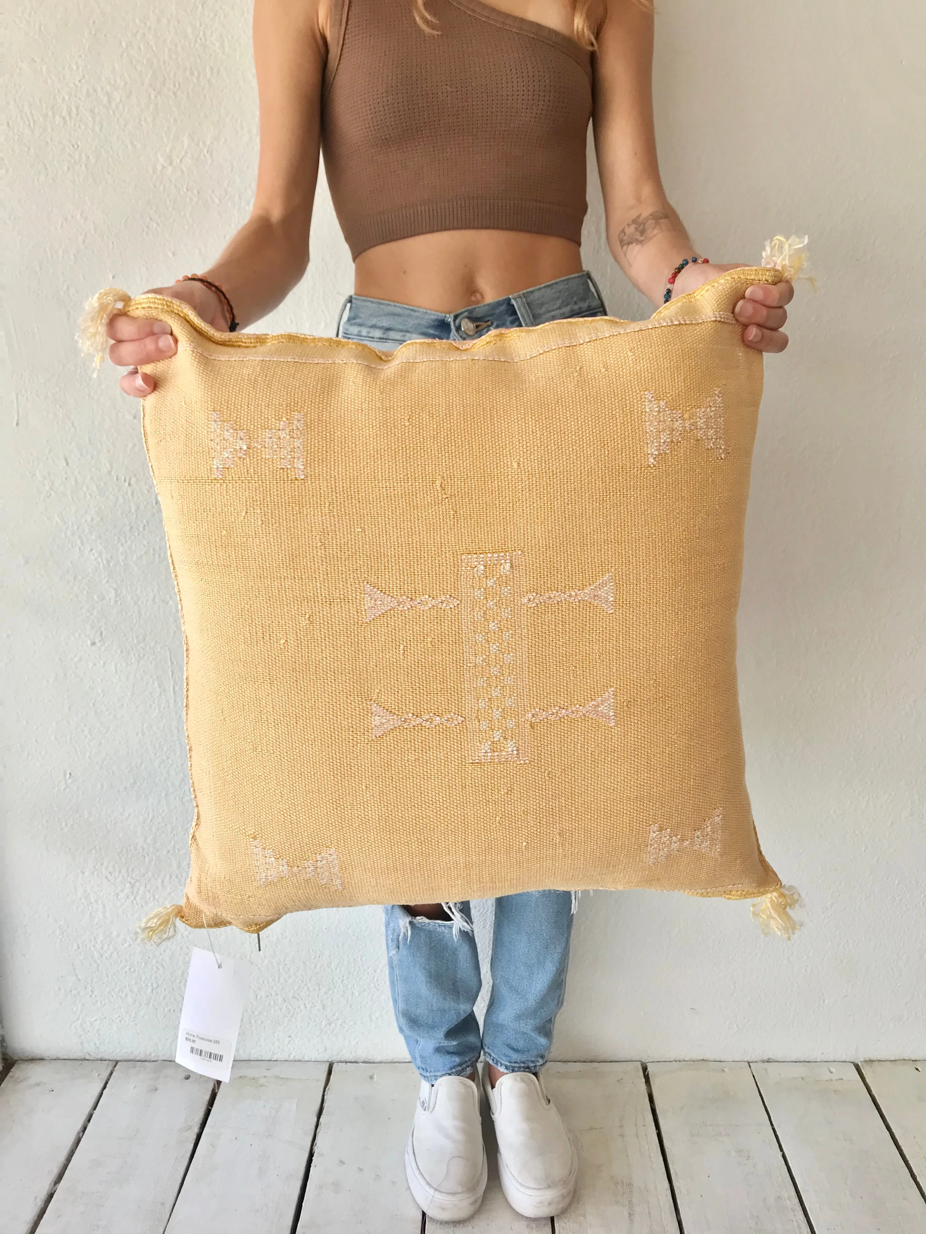 Yellow Cactus Silk Pillow