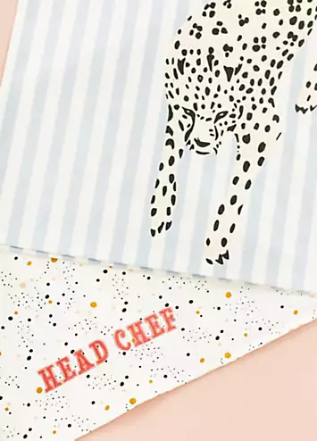 Yvonne Ellen Cheetah Set of 2 100% Cotton Tea Towels | Kaleidoscope